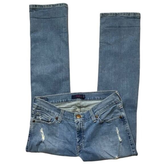 Levis Red Tab Vintage Tilted 504 Jean Women 9 Distressed Mid Rise Stretch Casual - Picture 3 of 7